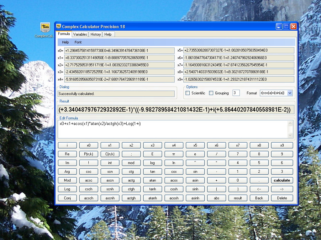 Complex Calculator Precision 18 in XP