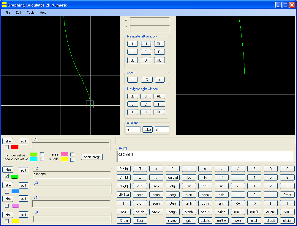 y = ascnh(x)