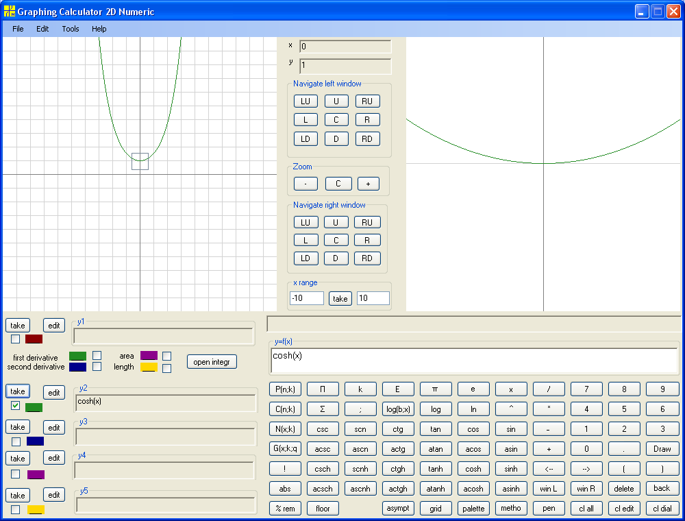 y = cosh(x)