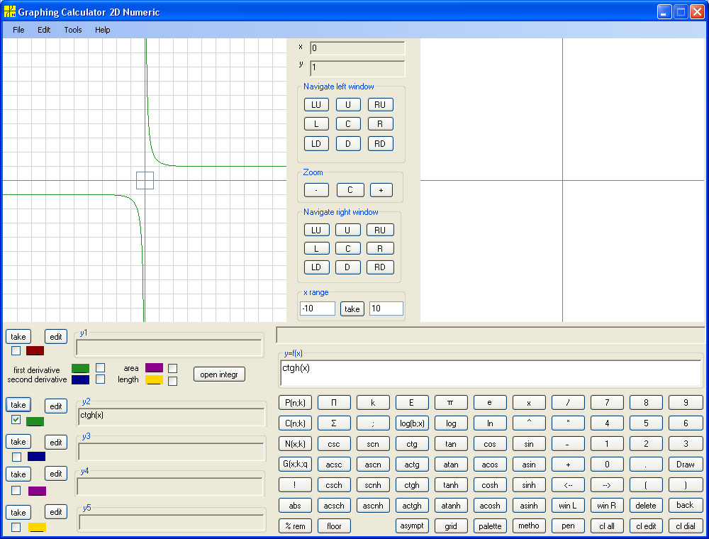 y = ctgh(x)