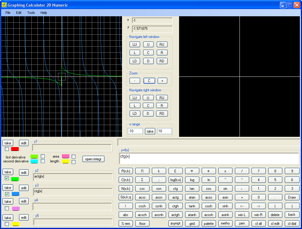 y=actg(x) and y=ctg(x)