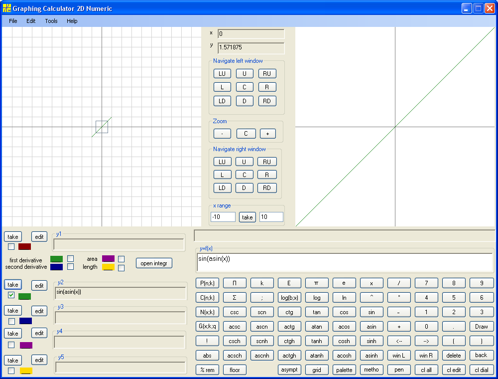 y=sin(arcsin(x))