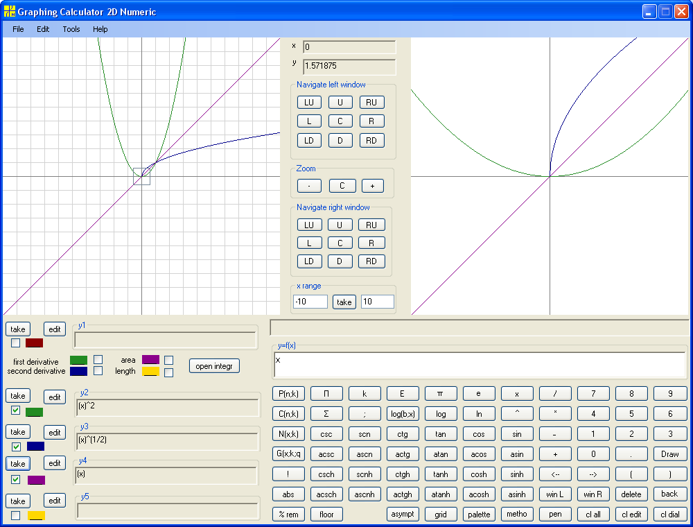 y=x^2 and x=^(1/2)
