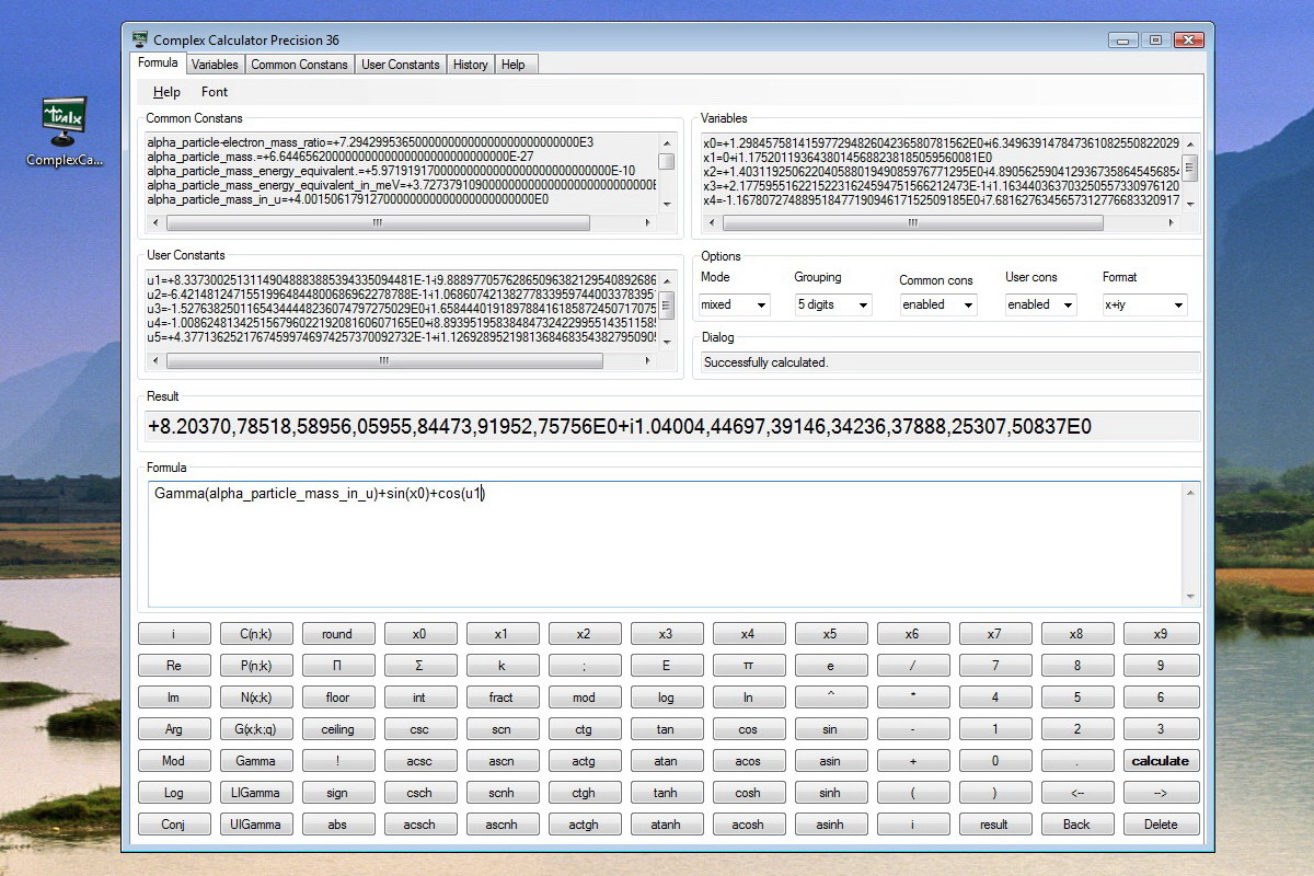 Complex Calculator Precision 36 screenshot in Vista