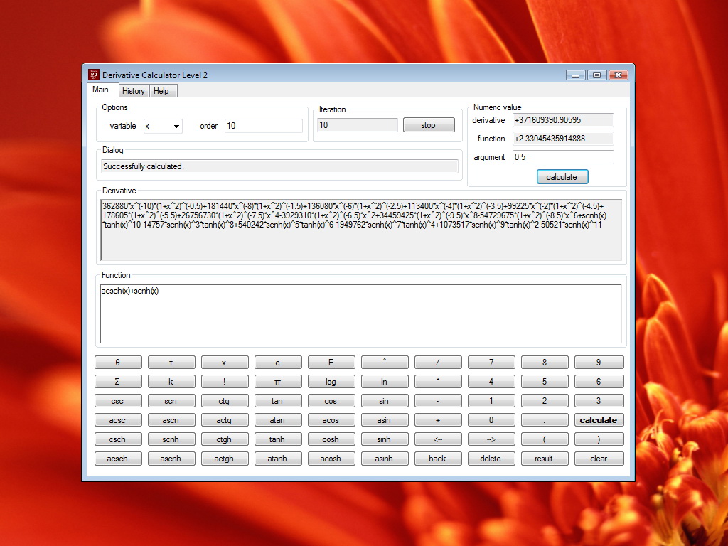 Derivative Calculator Level 2 in Vista