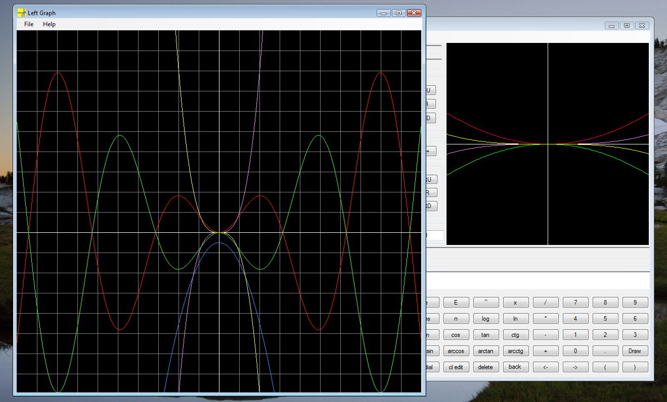 Left Window of Graphing Calculator 2D