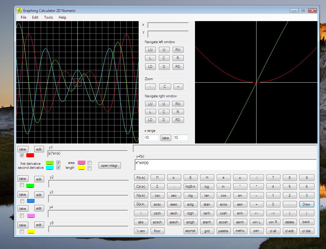 Graphing Calculator 2D Numeric Black Palette
