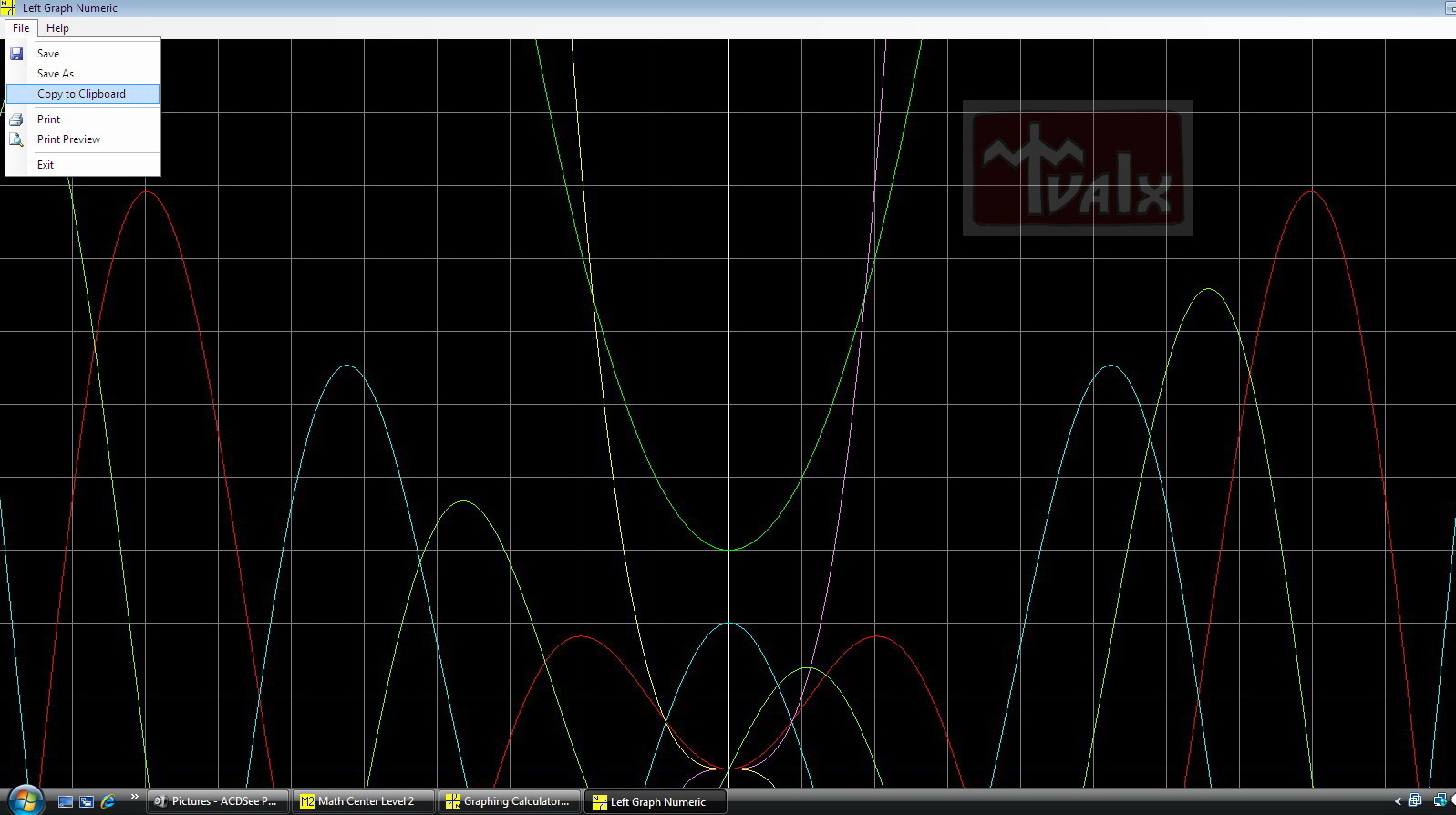Graphing Calculator 2D Numeric Black Palette