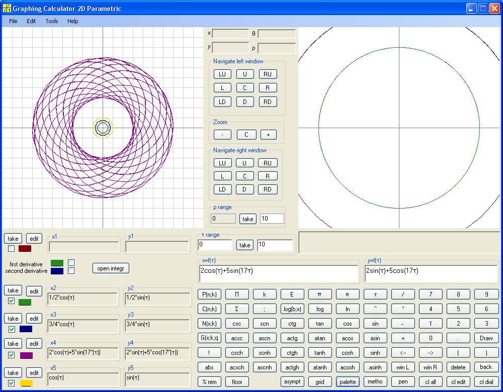 Graphing Calculator 2D Parametric Orbits