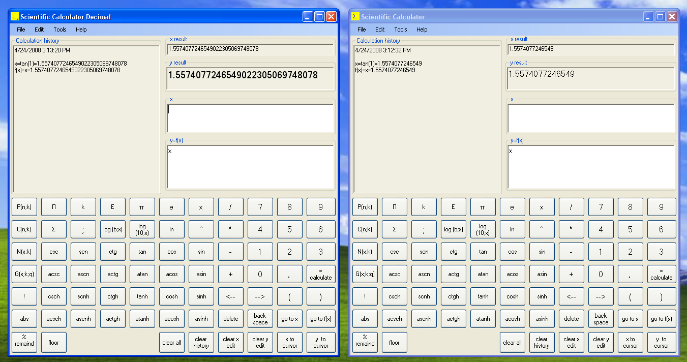 Scintific Calculator Decimal compared with Scientific Calculator